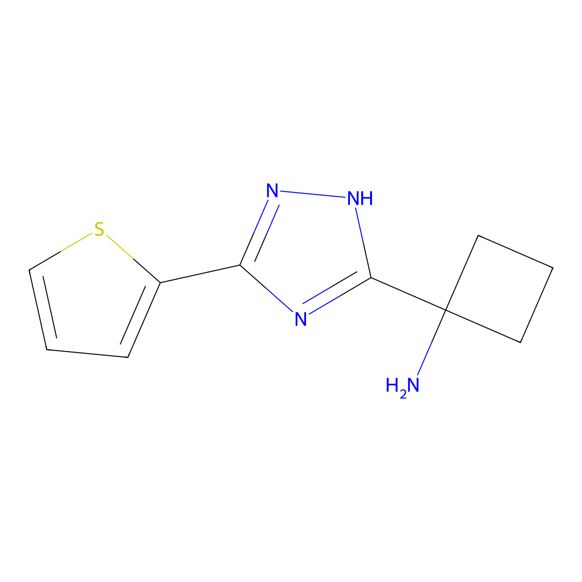 1-[5-(thiophen-2-yl)-1H-1,2,4-triazol-3-yl]cyclobutan-1-amine molecular structure, CAS 1499810-91-1