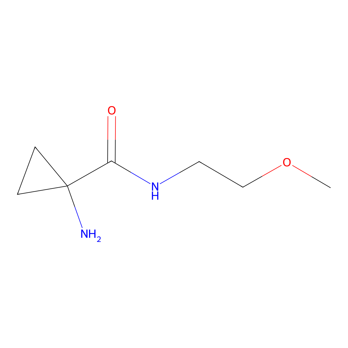 1-amino-N-(2-methoxyethyl)cyclopropane-1-carboxamide molecular structure, CAS 1499840-03-7