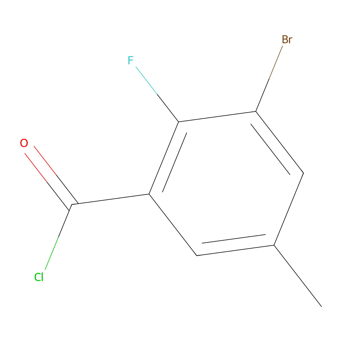 3-Bromo-2-fluoro-5-methylbenzoyl chloride molecular structure, CAS 1499840-13-9