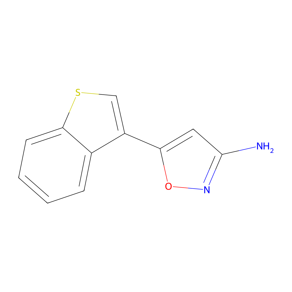 5-(Benzo[b]thiophen-3-yl)isoxazol-3-amine molecular structure, CAS 1499843-05-8