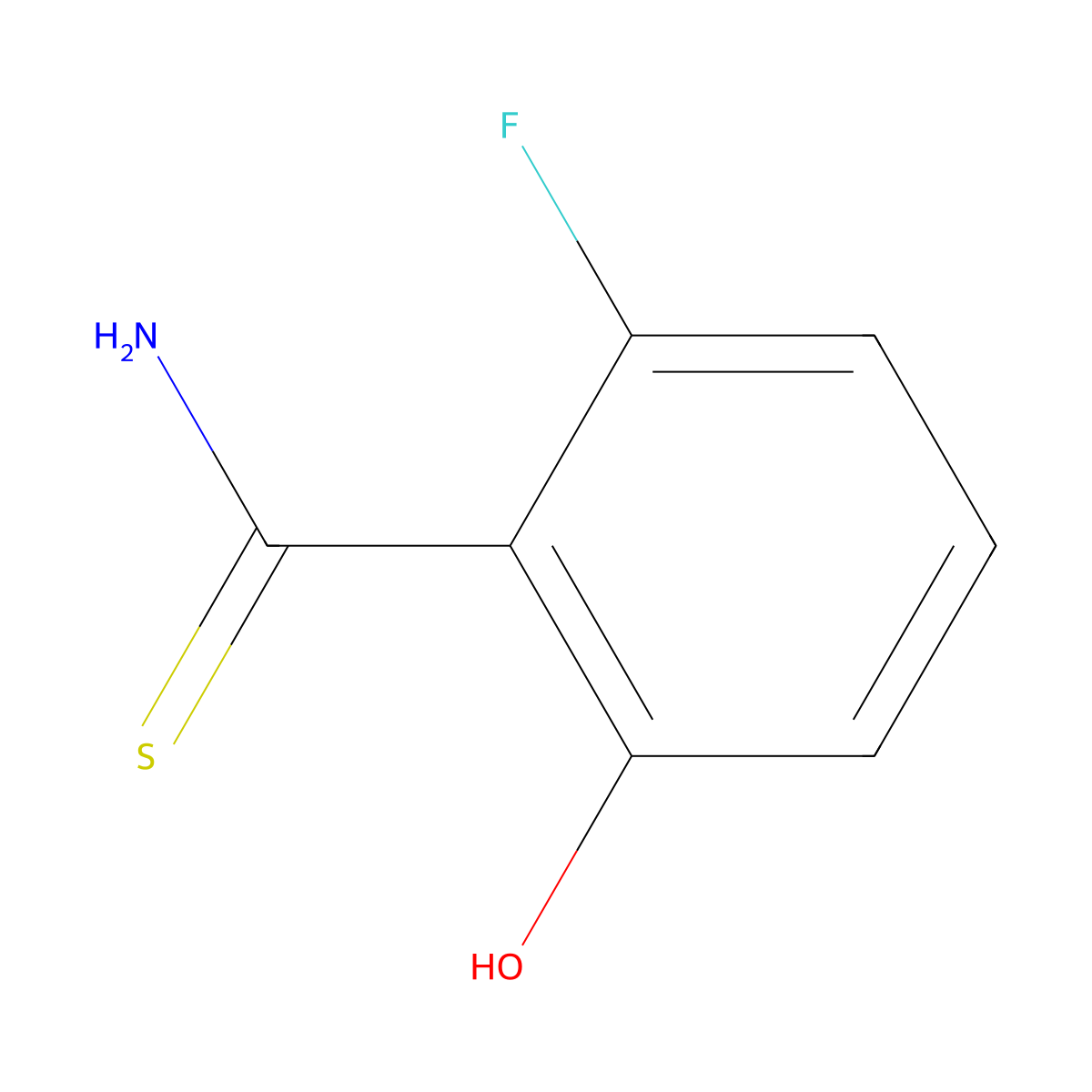 2-Fluoro-6-hydroxybenzothioamide molecular structure, CAS 1499843-96-7