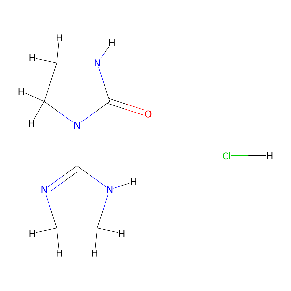 1-(4,5-dihydro-1H-imidazol-2-yl)imidazolidin-2-one hydrochloride molecular structure, CAS 149985-62-6