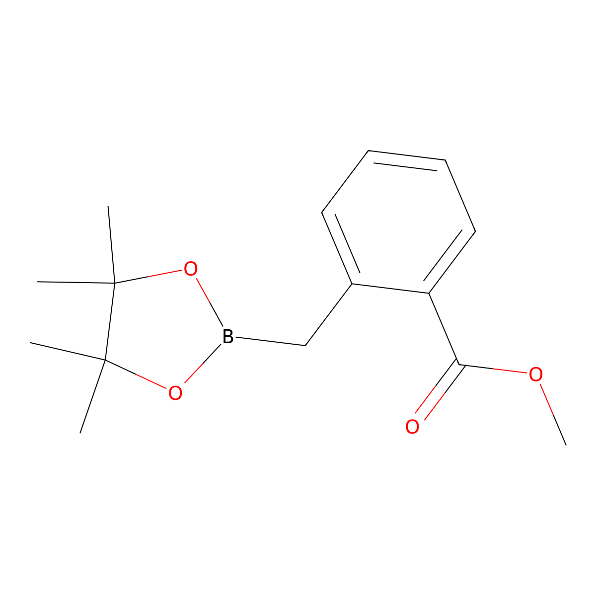 Methyl 2-((4,4,5,5-tetramethyl-1,3,2-dioxaborolan-2-yl)methyl)benzoate molecular structure, CAS 149989-77-5