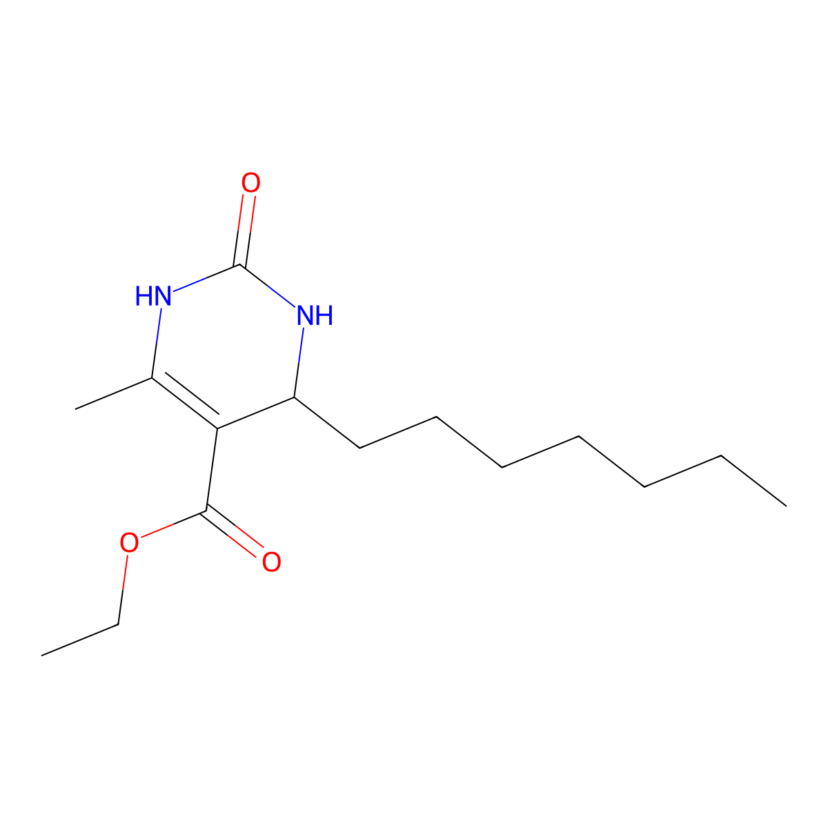 Ethyl 4-heptyl-6-methyl-2-oxo-1,2,3,4-tetrahydropyrimidine-5-carboxylate molecular structure, CAS 149990-63-6