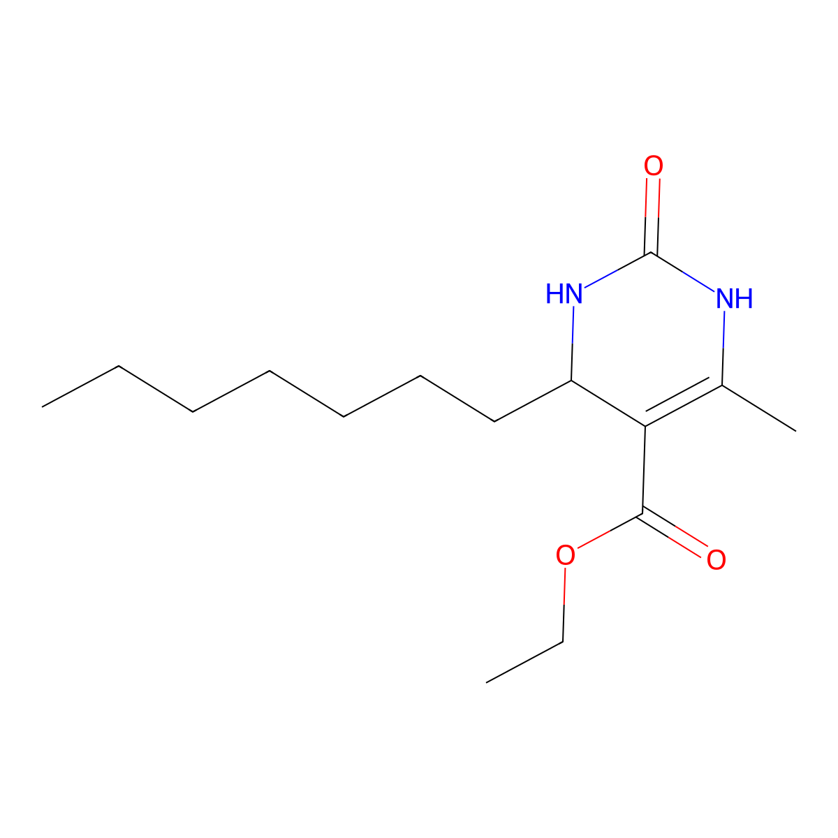 Ethyl 4-heptyl-6-methyl-2-oxo-1,2,3,4-tetrahydropyrimidine-5-carboxylate molecular structure, CAS 149990-63-6