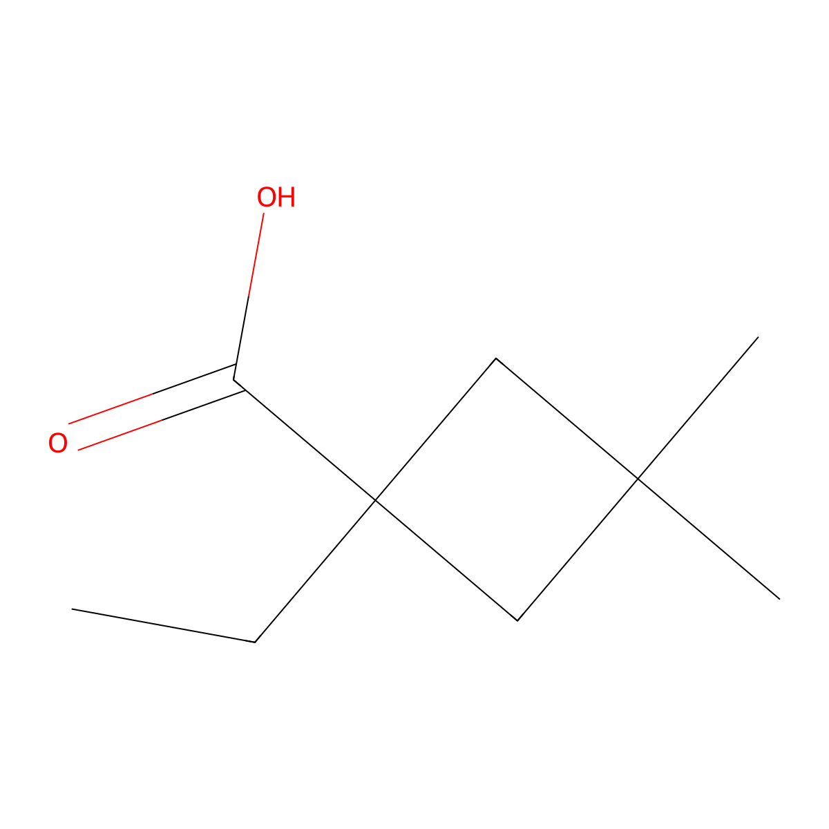 1-Ethyl-3,3-dimethylcyclobutane-1-carboxylic acid molecular structure, CAS 1499902-92-9