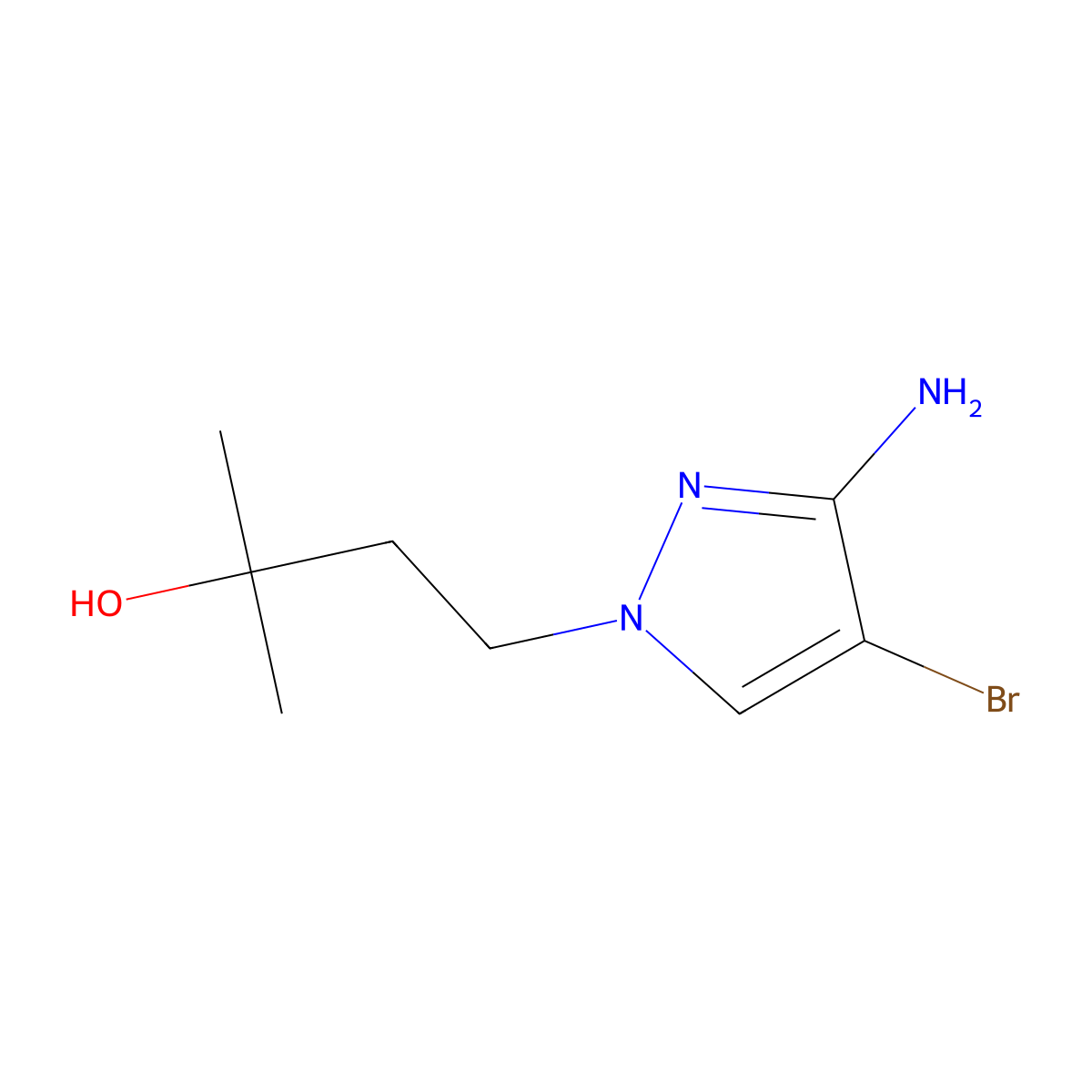 4-(3-amino-4-bromo-1H-pyrazol-1-yl)-2-methylbutan-2-ol molecular structure, CAS 1499902-95-2