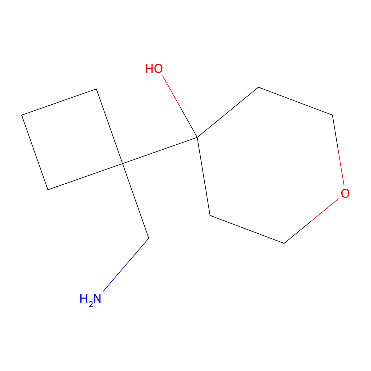 4-[1-(Aminomethyl)cyclobutyl]oxan-4-ol molecular structure, CAS 1499910-80-3