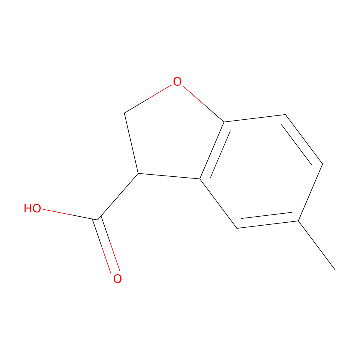 5-Methyl-2,3-dihydro-1-benzofuran-3-carboxylic acid molecular structure, CAS 1499917-46-2