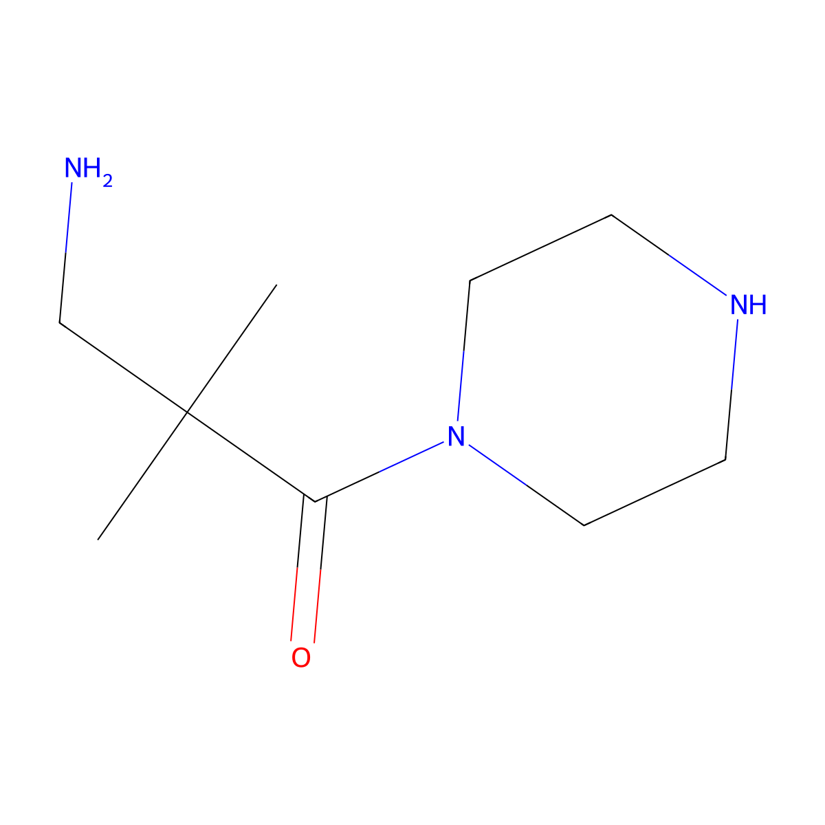 3-Amino-2,2-dimethyl-1-(piperazin-1-yl)propan-1-one molecular structure, CAS 1499917-98-4