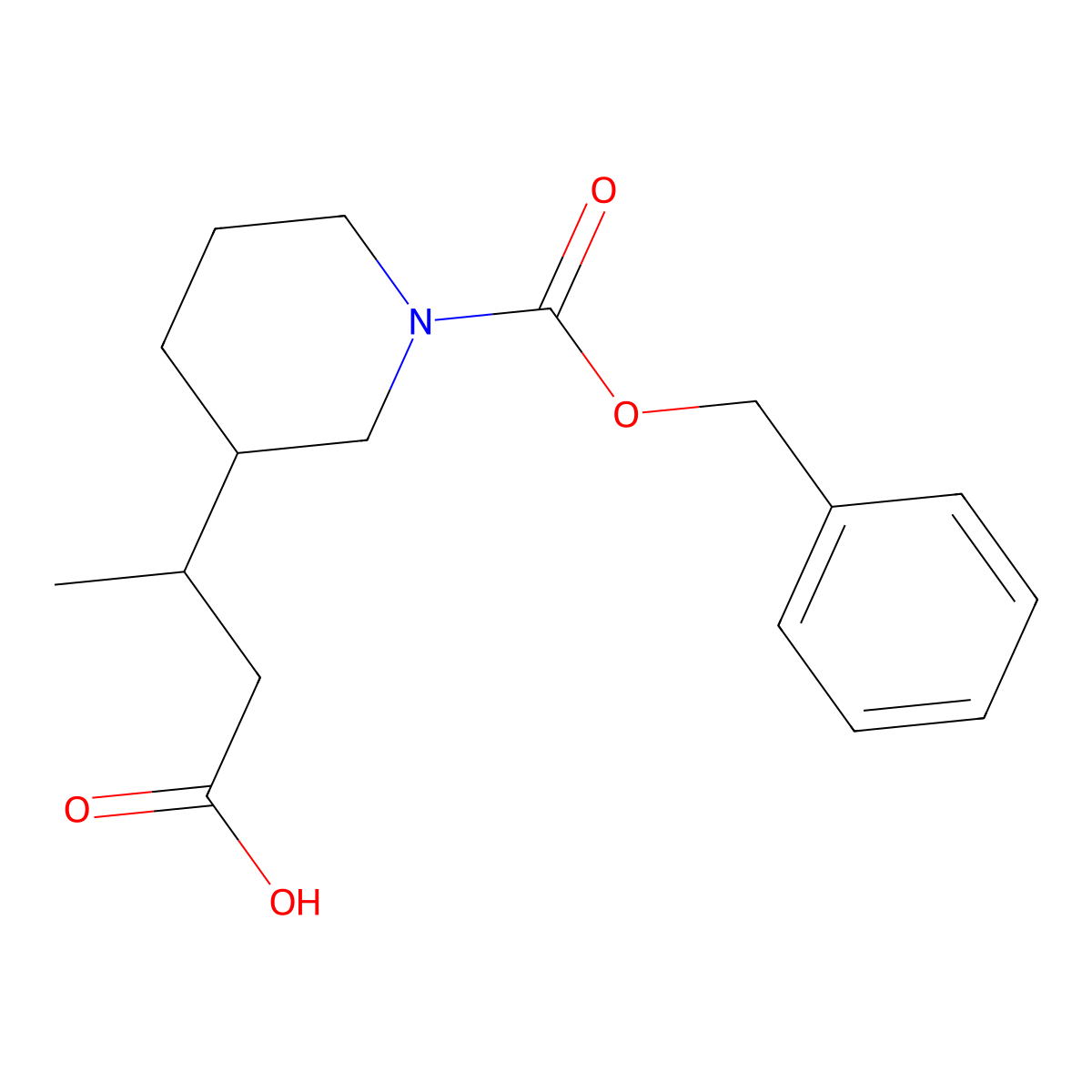 3-{1-[(Benzyloxy)carbonyl]piperidin-3-yl}butanoic acid molecular structure, CAS 1499925-14-2