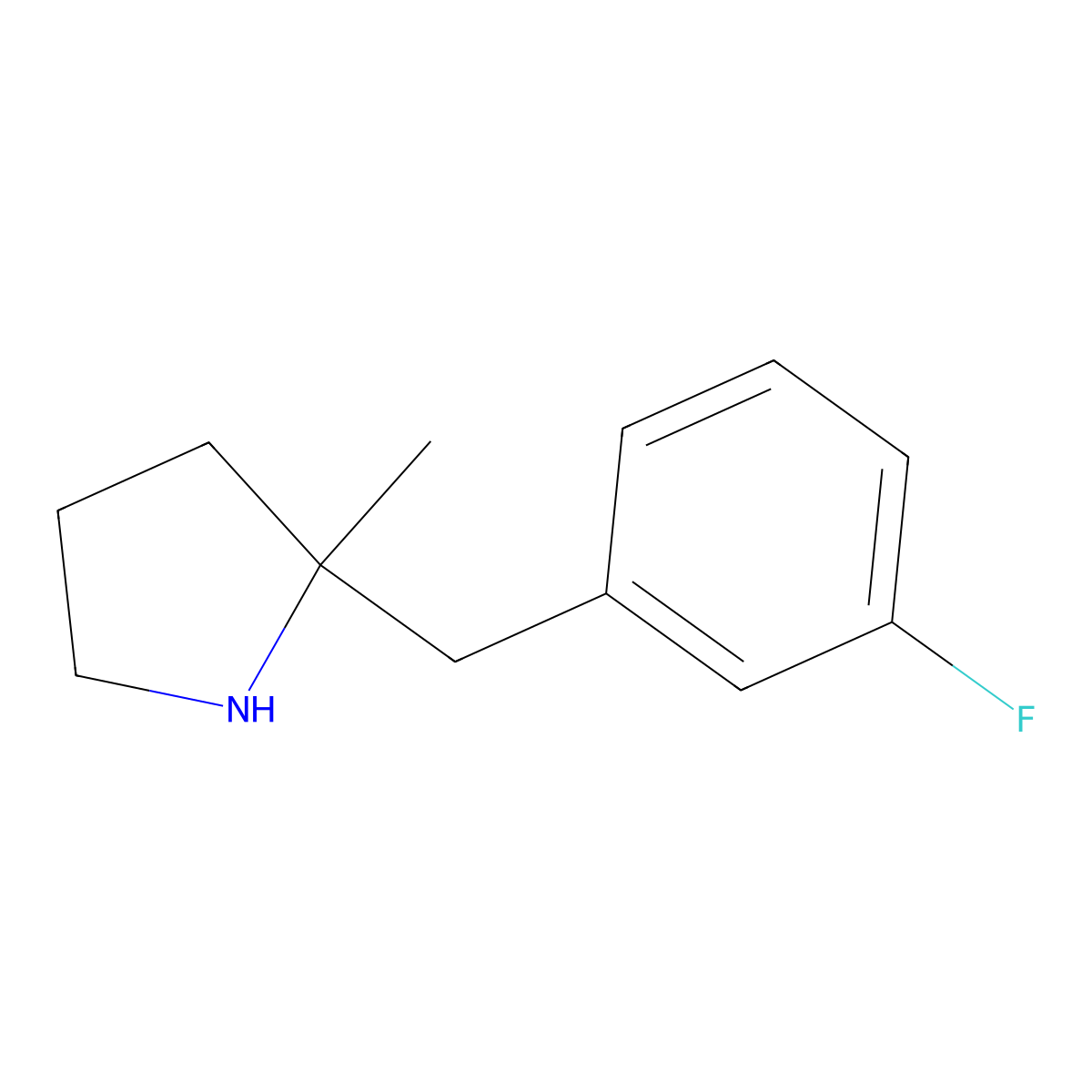 2-[(3-Fluorophenyl)methyl]-2-methylpyrrolidine molecular structure, CAS 1499965-53-5