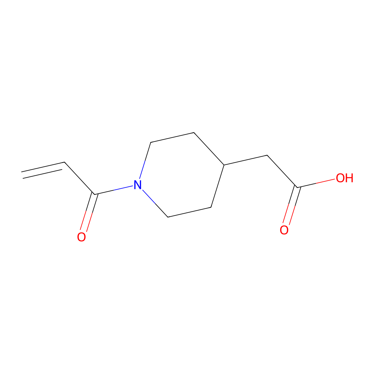 2-[1-(Prop-2-enoyl)piperidin-4-yl]acetic acid molecular structure, CAS 1499973-56-6