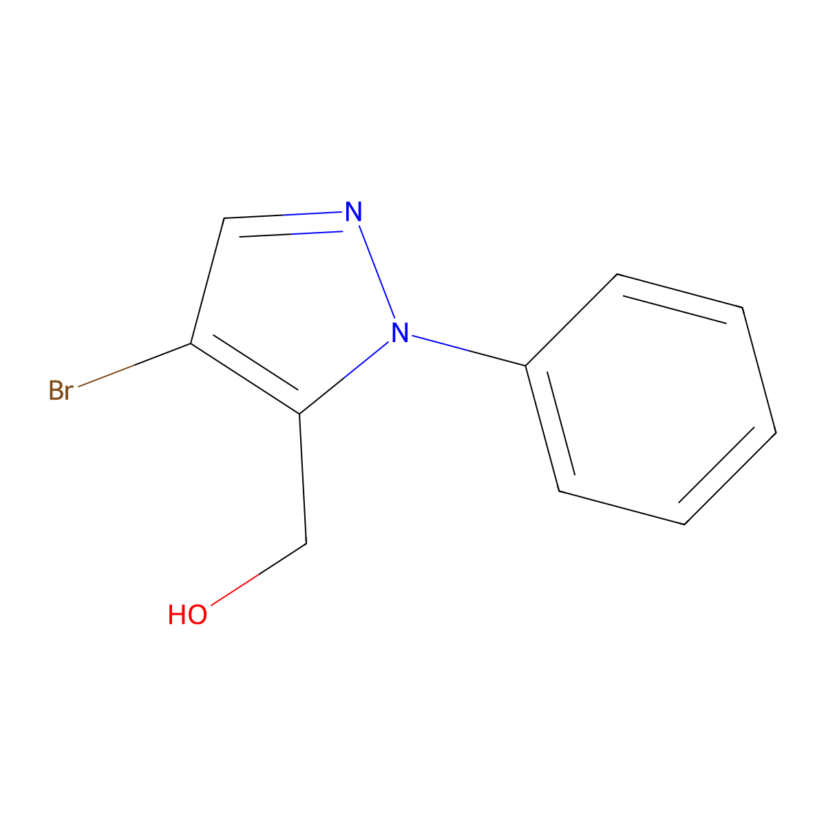 (4-Bromo-1-phenyl-1H-pyrazol-5-yl)methanol molecular structure, CAS 1499994-89-6