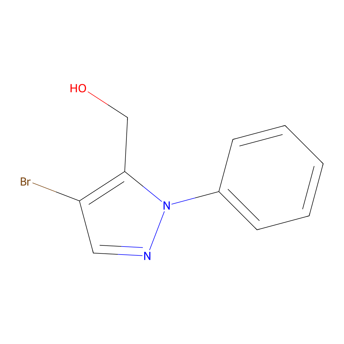 (4-Bromo-1-phenyl-1H-pyrazol-5-yl)methanol molecular structure, CAS 1499994-89-6