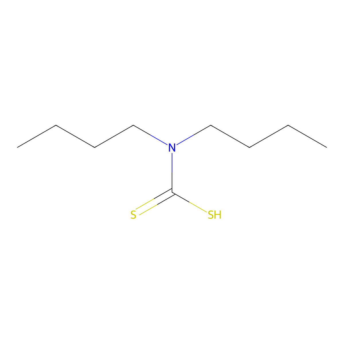 Dibutyldithiocarbamic acid molecular structure, CAS 150-11-8