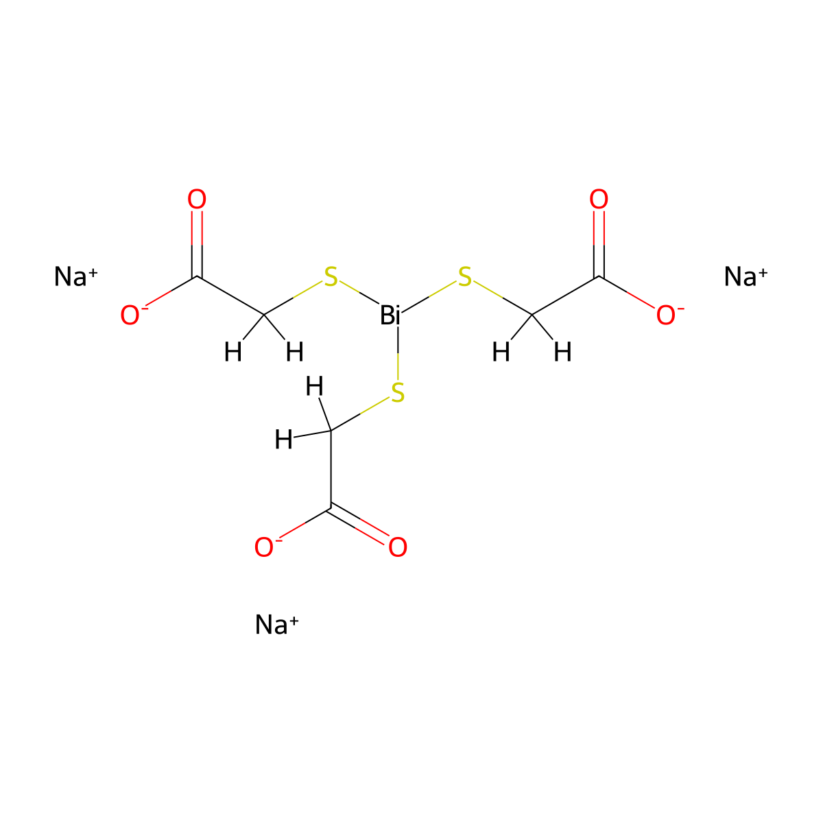 Sodium bismuth thioglycollate molecular structure, CAS 150-49-2