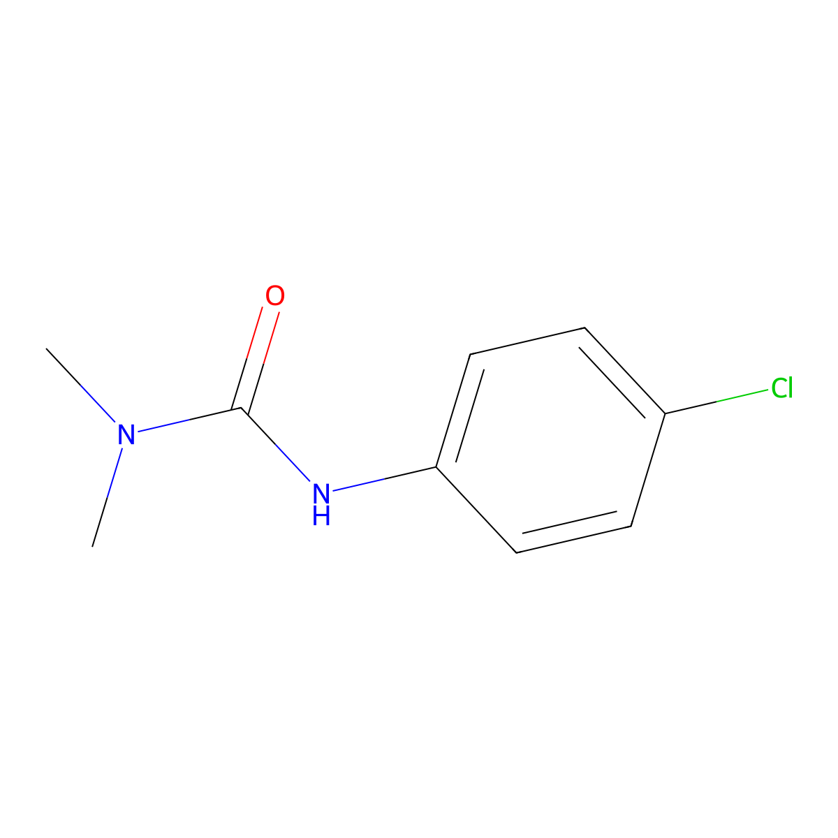 Monuron molecular structure, CAS 150-68-5