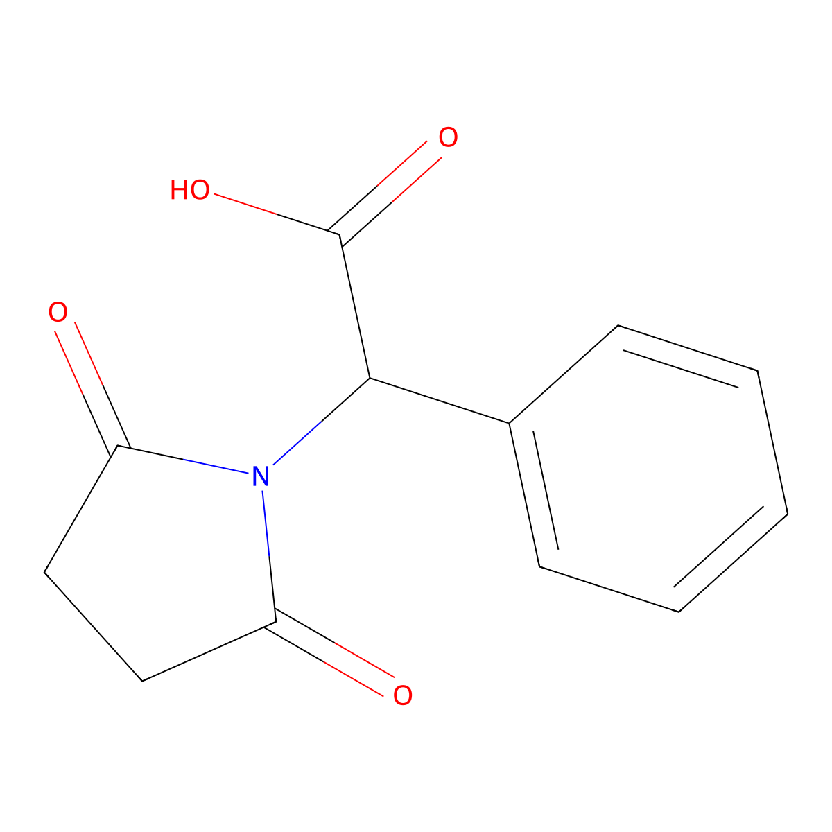 2-(2,5-Dioxopyrrolidin-1-yl)-2-phenylacetic acid molecular structure, CAS 1500-58-9