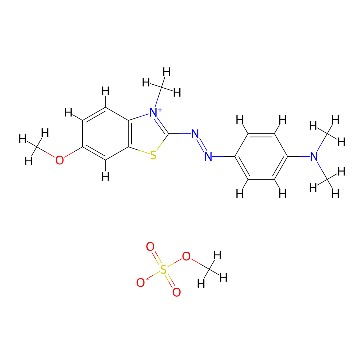 2-{[4-(Dimethylamino)phenyl]diazenyl}-6-methoxy-3-methyl-1,3-benzothiazol-3-ium methyl sulfate molecular structure, CAS 15000-59-6