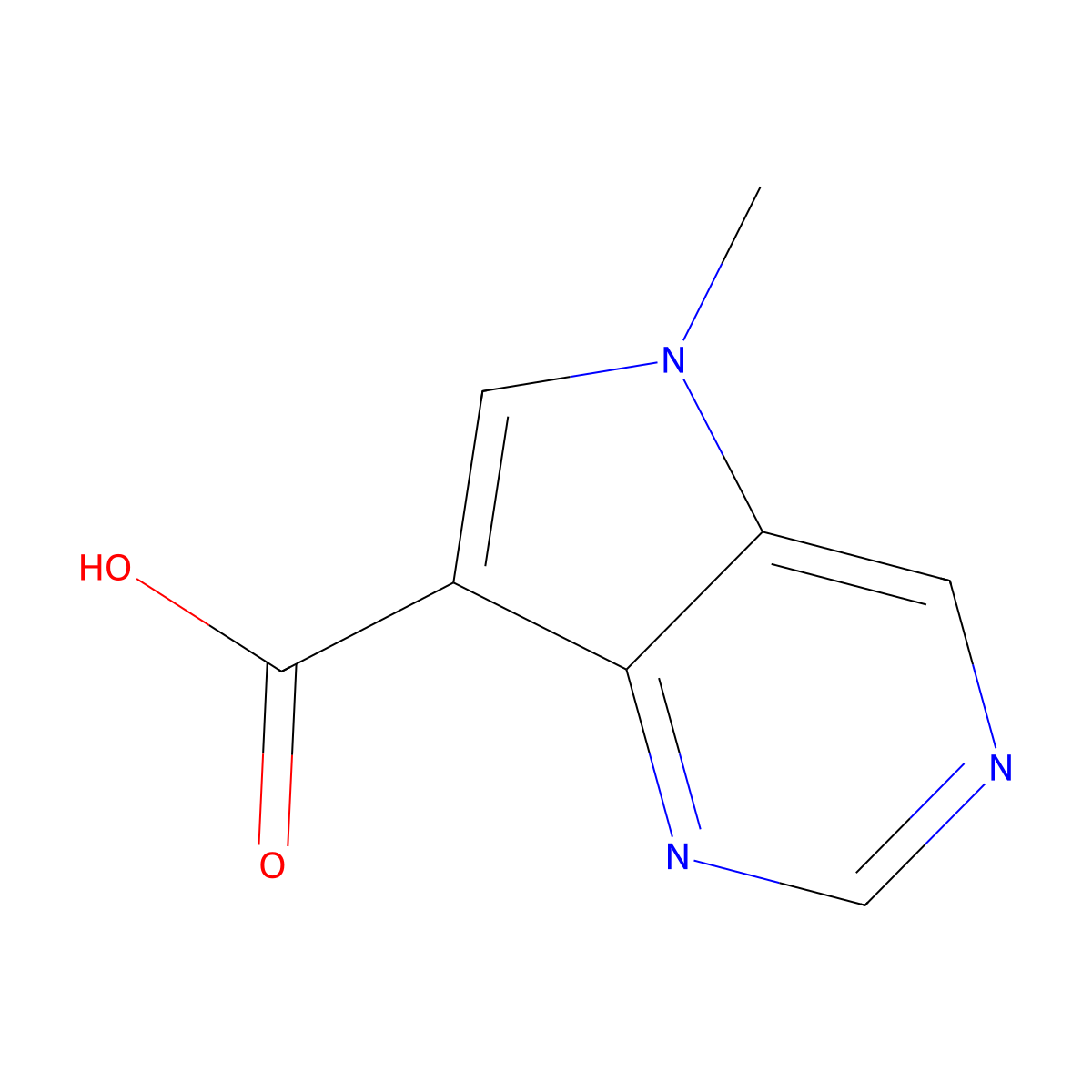 5-methyl-5H-pyrrolo[3,2-d]pyrimidine-7-carboxylic acid molecular structure, CAS 1500010-15-0