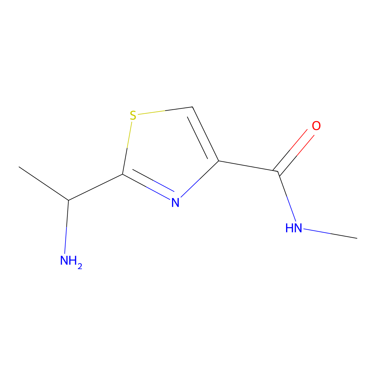 2-(1-aminoethyl)-N-methyl-1,3-thiazole-4-carboxamide molecular structure, CAS 1500045-15-7