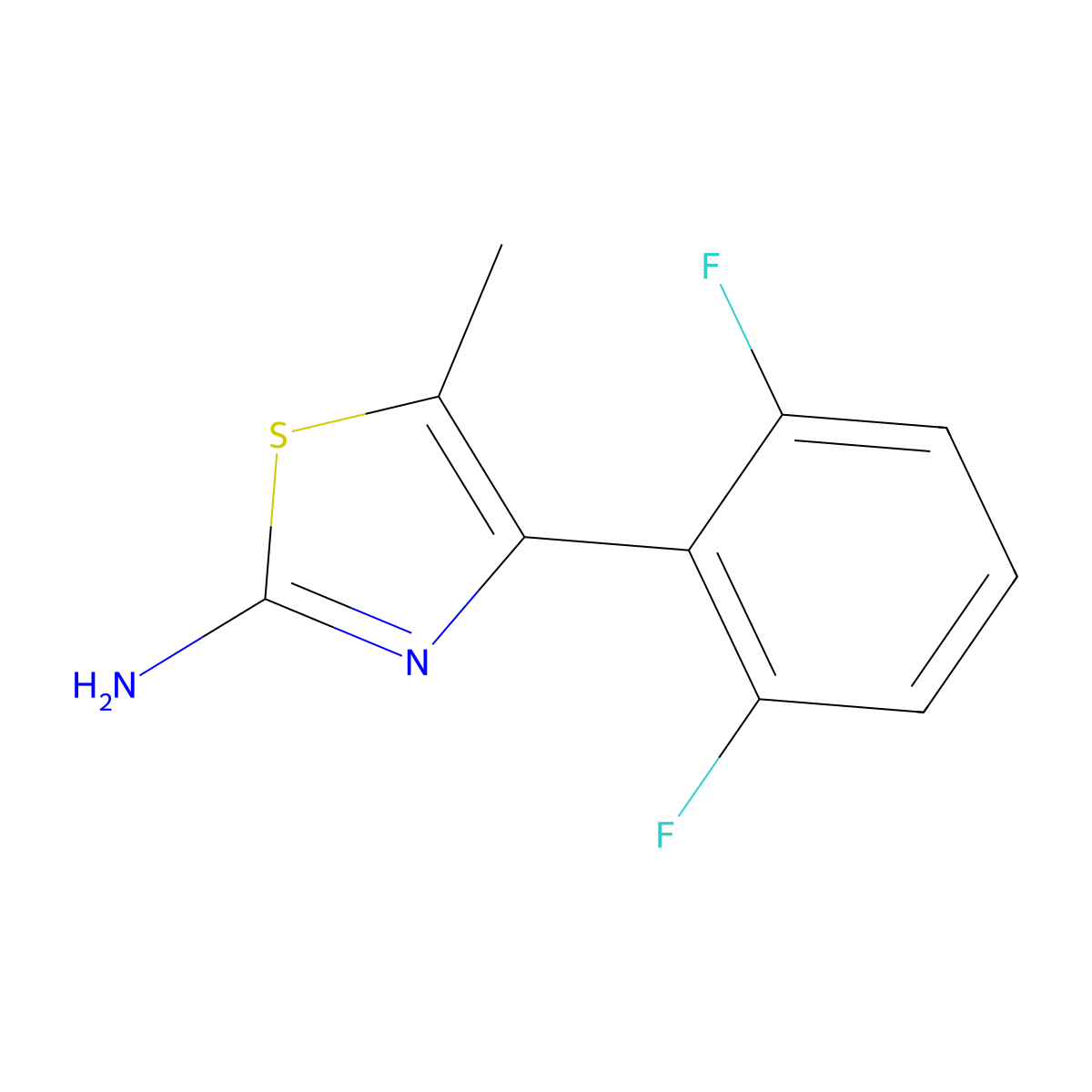 4-(2,6-Difluorophenyl)-5-methylthiazol-2-ylamine molecular structure, CAS 1500046-75-2