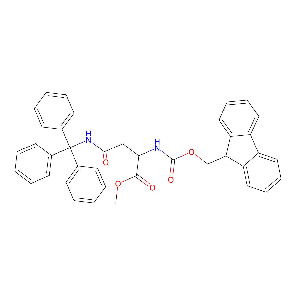 Methyl N2-(((9H-fluoren-9-yl)methoxy)carbonyl)-N4-trityl-L-asparaginate molecular structure, CAS 1500080-56-7