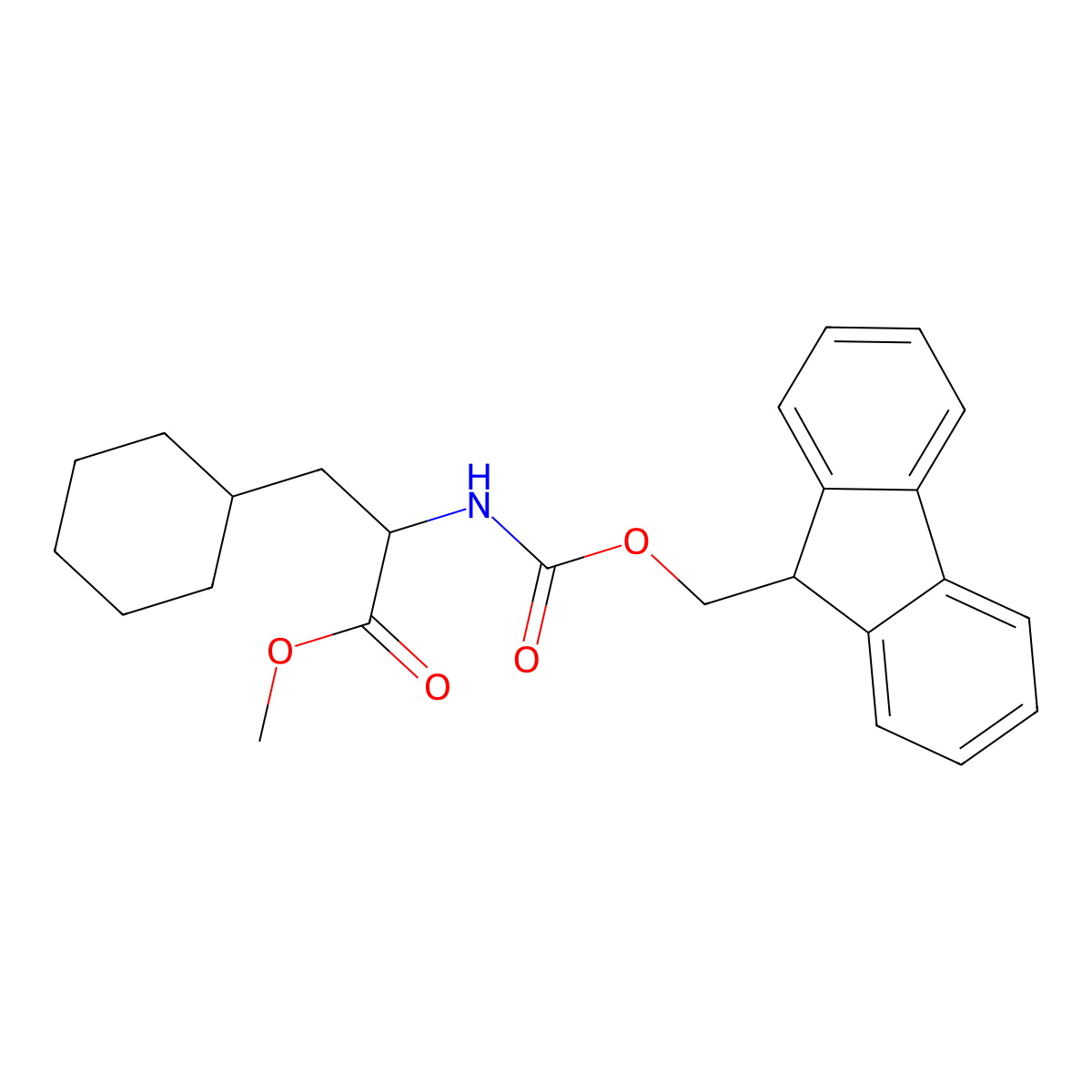 Methyl (2S)-3-cyclohexyl-2-{[(9H-fluoren-9-ylmethoxy)carbonyl]amino}propanoate molecular structure, CAS 1500080-83-0