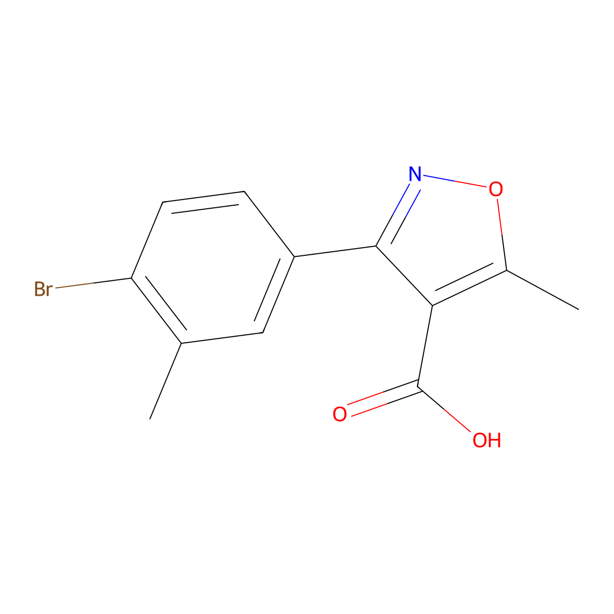 3-(4-Bromo-3-methylphenyl)-5-methylisoxazole-4-carboxylic acid molecular structure, CAS 1500083-83-9