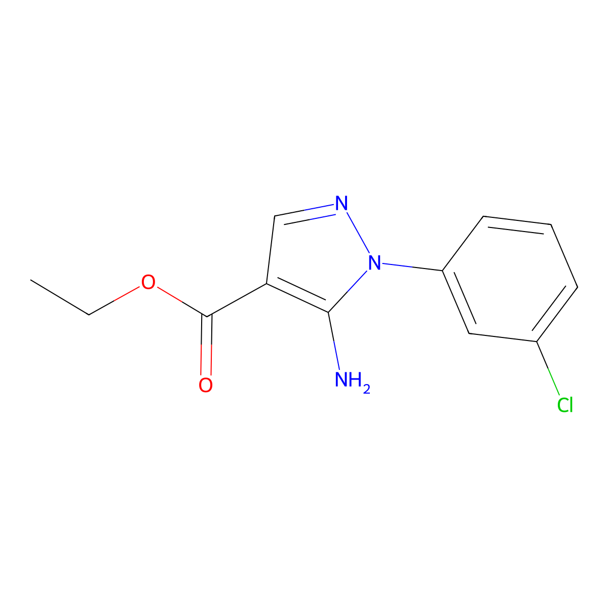 Ethyl 5-amino-1-(3-chlorophenyl)-1H-pyrazole-4-carboxylate molecular structure, CAS 15001-08-8