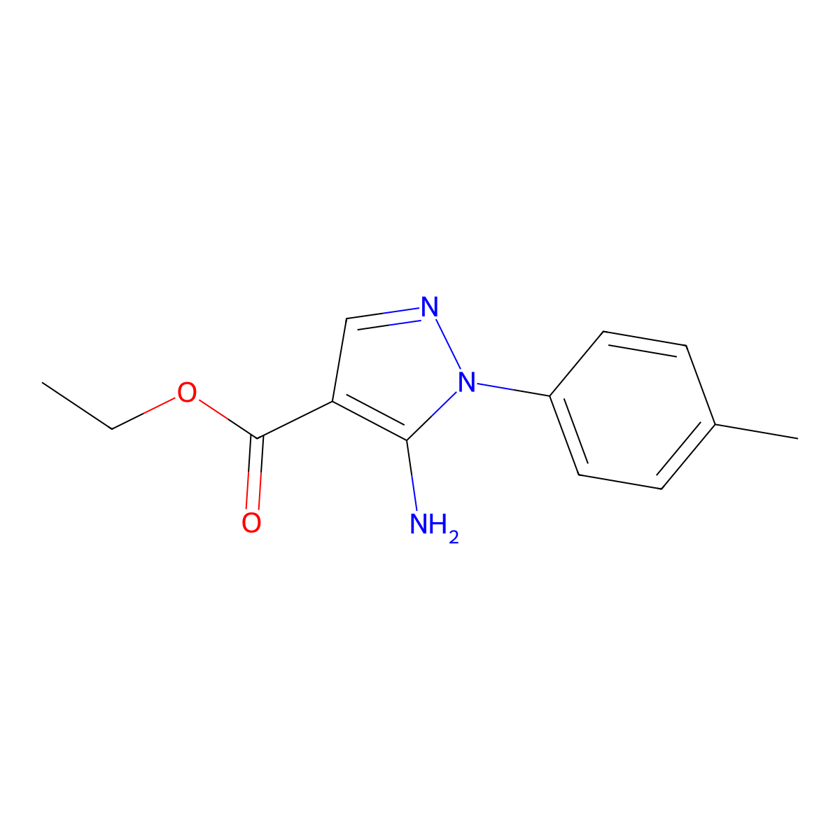 Ethyl 5-amino-1-(4-methylphenyl)-1H-pyrazole-4-carboxylate molecular structure, CAS 15001-11-3