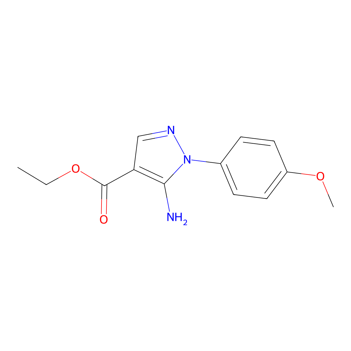 Ethyl 5-amino-1-(4-methoxyphenyl)-1H-pyrazole-4-carboxylate molecular structure, CAS 15001-13-5