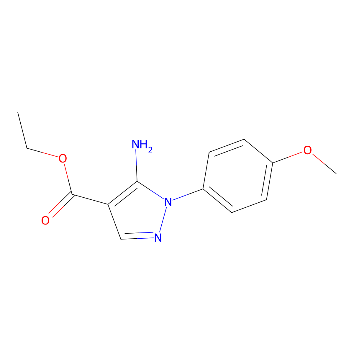 Ethyl 5-amino-1-(4-methoxyphenyl)-1H-pyrazole-4-carboxylate molecular structure, CAS 15001-13-5