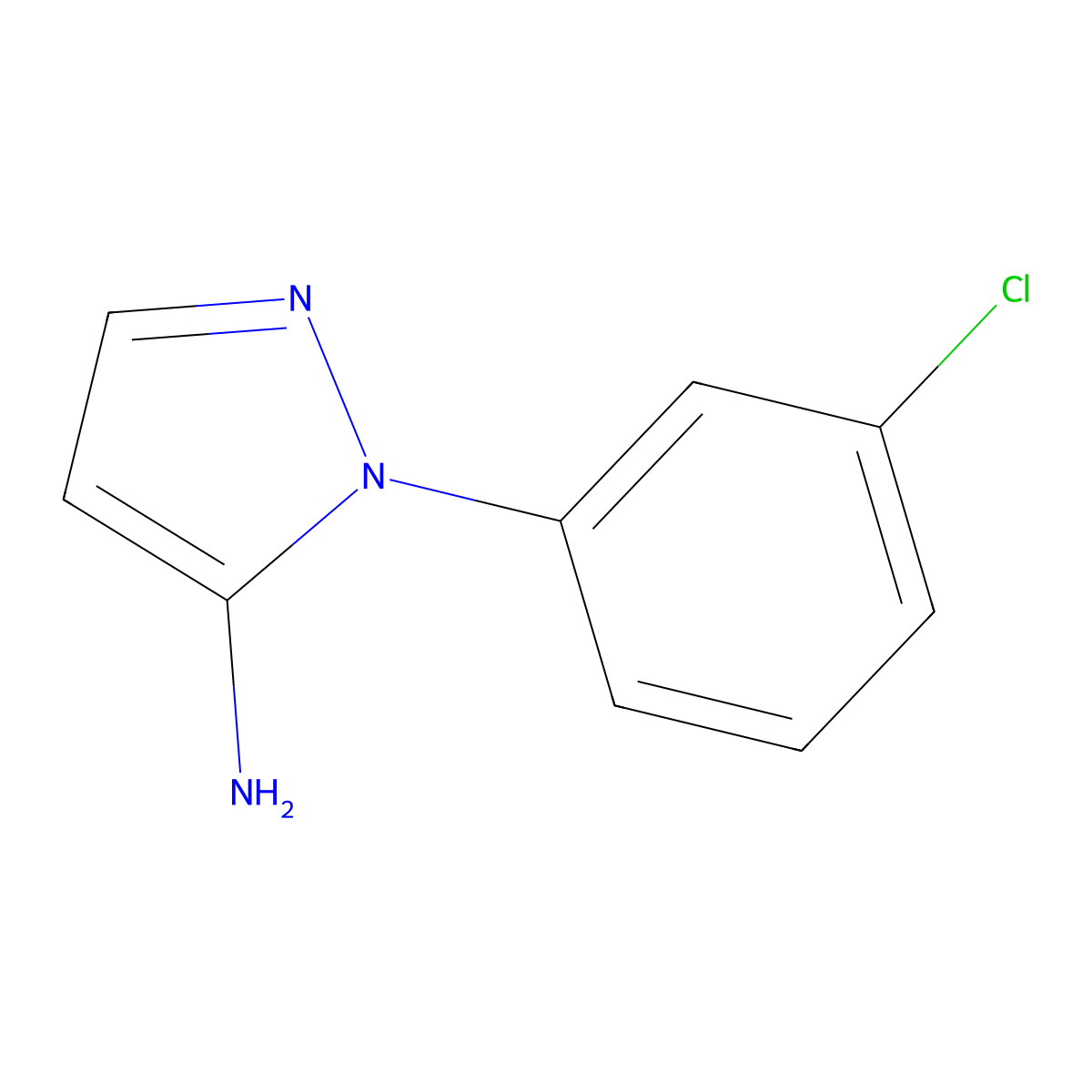 1-(3-chlorophenyl)-1H-pyrazol-5-amine molecular structure, CAS 15001-15-7