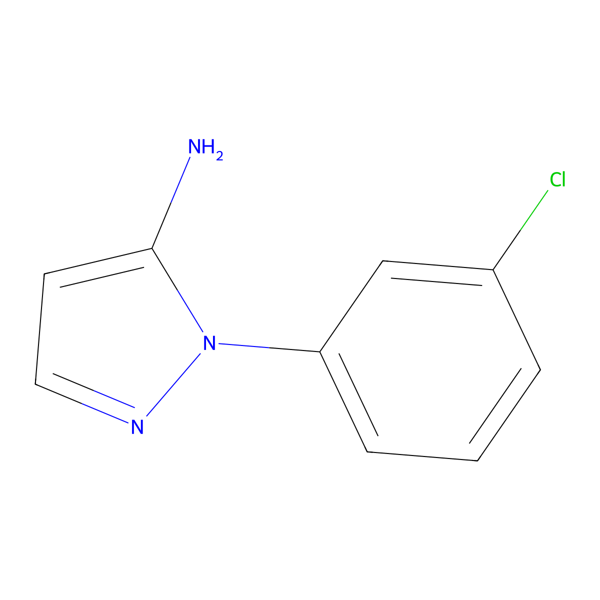 1-(3-chlorophenyl)-1H-pyrazol-5-amine molecular structure, CAS 15001-15-7