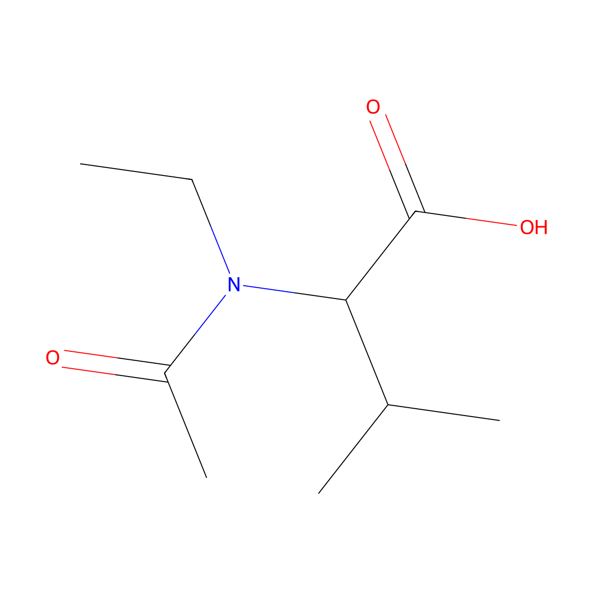 2-(N-ethylacetamido)-3-methylbutanoic acid molecular structure, CAS 1500105-61-2