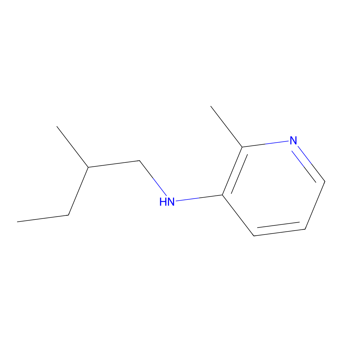 2-methyl-N-(2-methylbutyl)pyridin-3-amine molecular structure, CAS 1500156-60-4