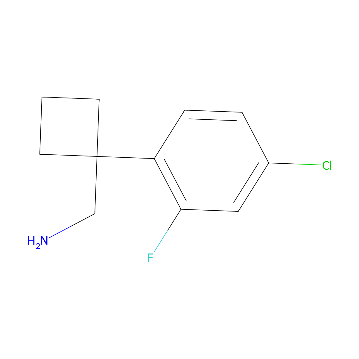 [1-(4-Chloro-2-fluorophenyl)cyclobutyl]methanamine molecular structure, CAS 1500157-65-2