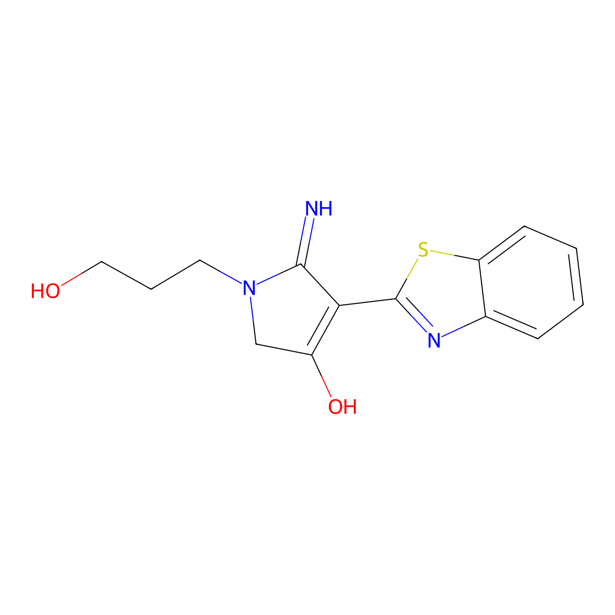 4-(1,3-benzothiazol-2-yl)-1-(3-hydroxypropyl)-5-imino-2,5-dihydro-1H-pyrrol-3-ol molecular structure, CAS 150016-19-6
