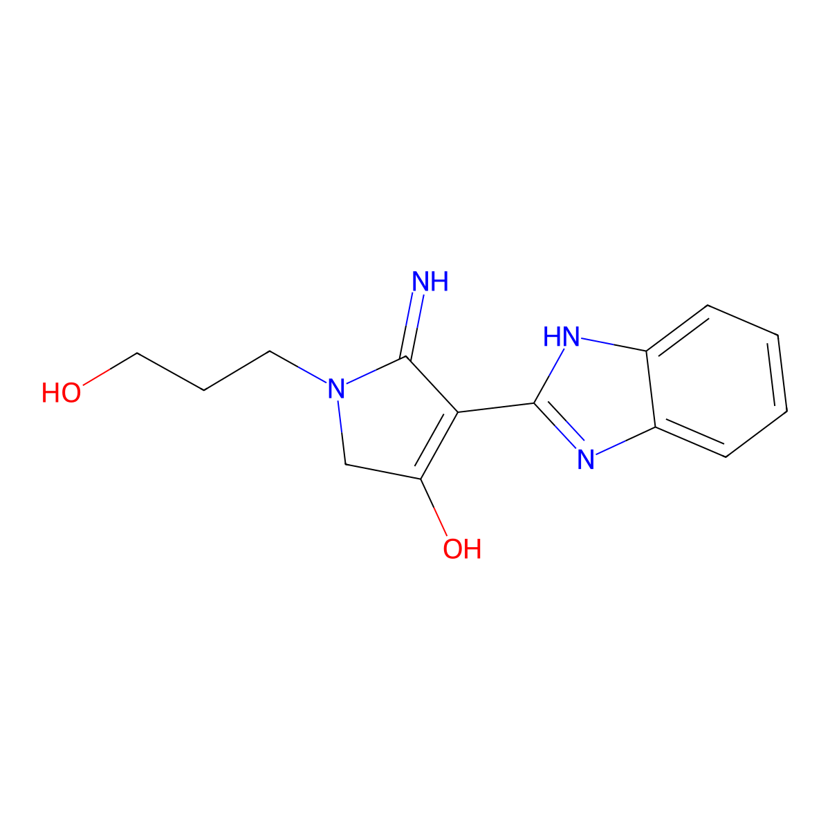 4-(1H-benzimidazol-2-yl)-1-(3-hydroxypropyl)-5-imino-2,5-dihydro-1H-pyrrol-3-ol molecular structure, CAS 150016-22-1