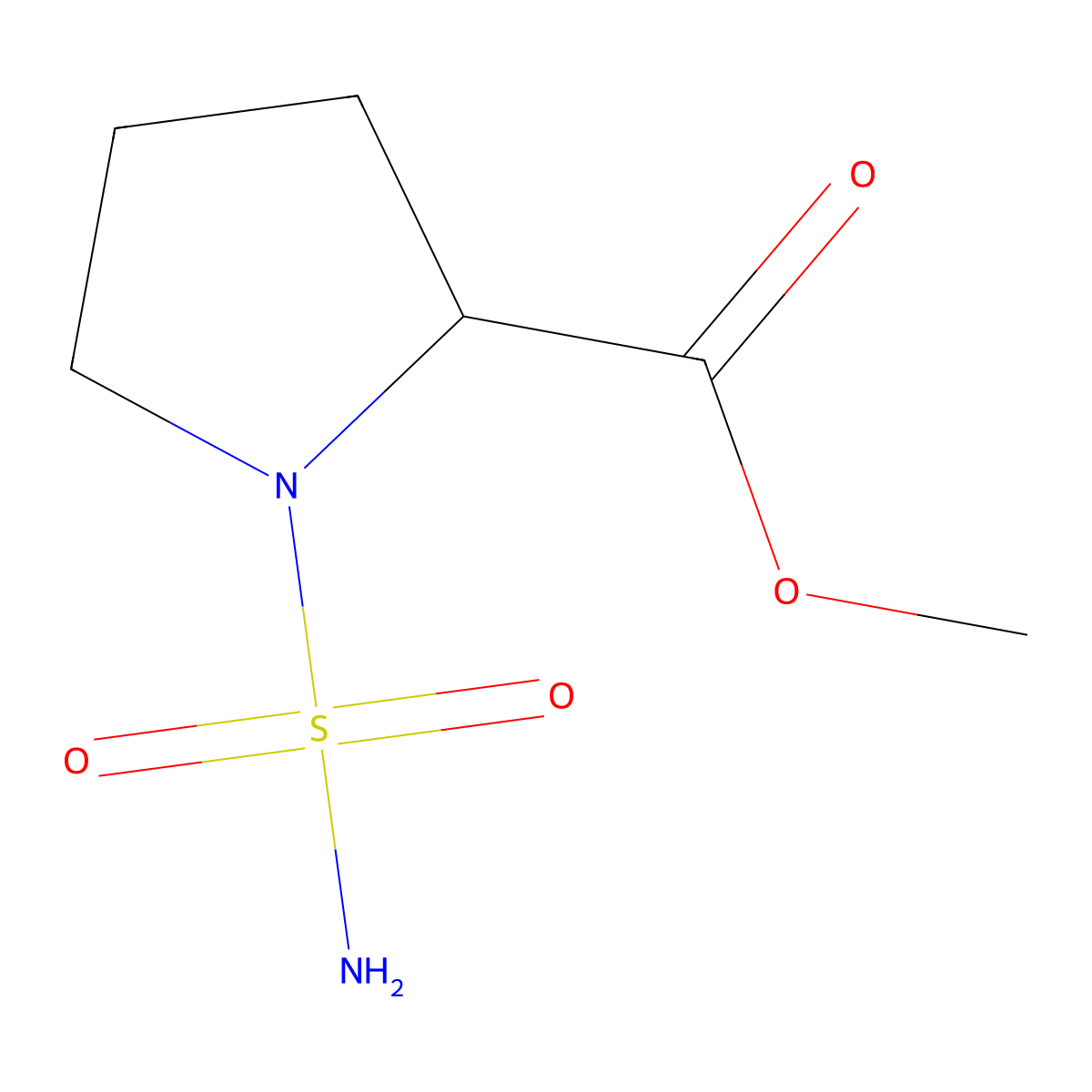 methyl (2S)-1-sulfamoylpyrrolidine-2-carboxylate molecular structure, CAS 150018-64-7