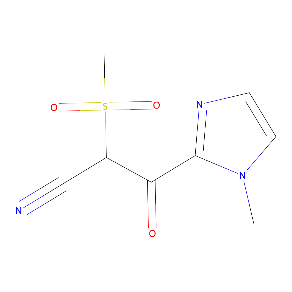 2-Methanesulfonyl-3-(1-methyl-1H-imidazol-2-YL)-3-oxopropanenitrile molecular structure, CAS 1500181-29-2
