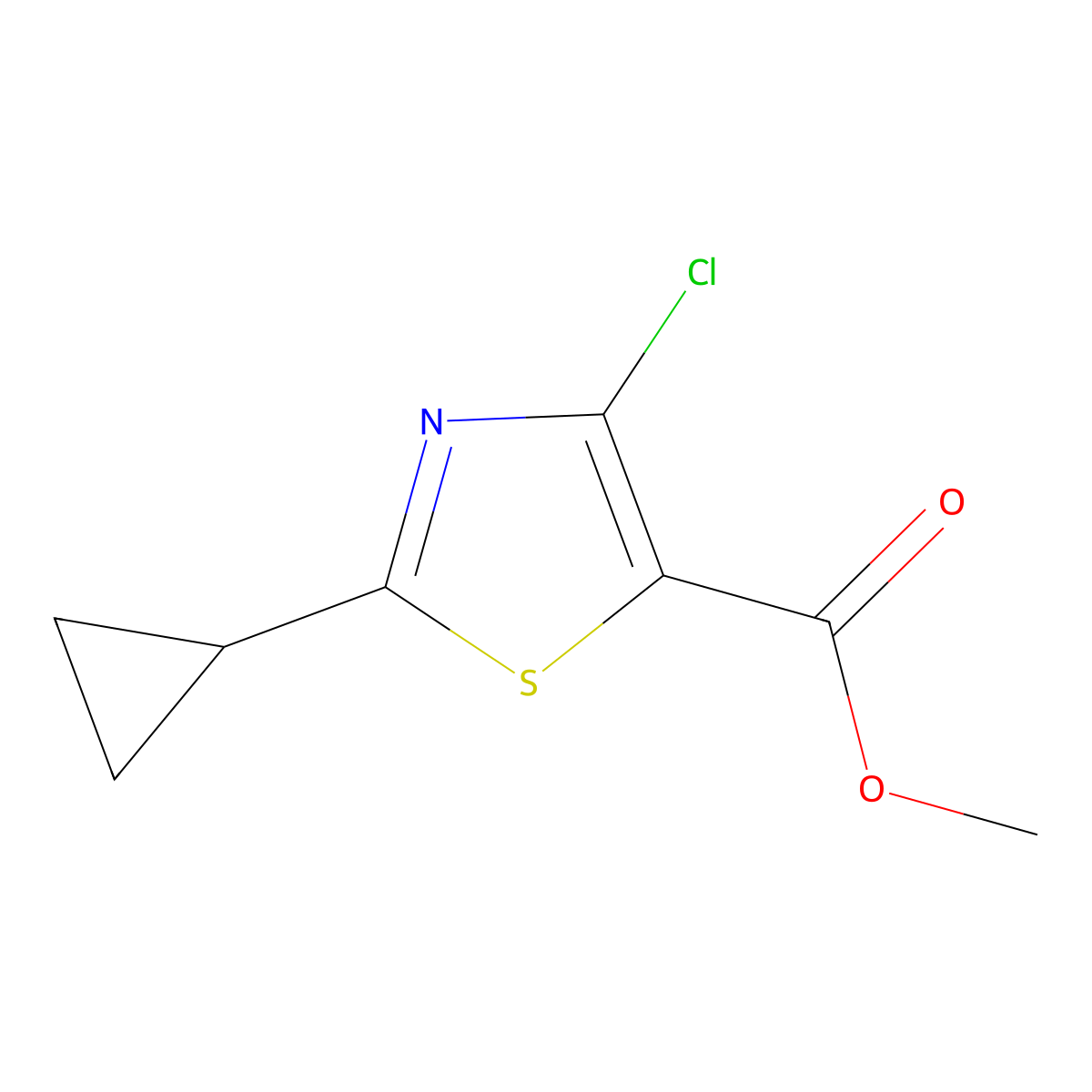 Methyl 4-chloro-2-cyclopropyl-1,3-thiazole-5-carboxylate molecular structure, CAS 1500183-05-0