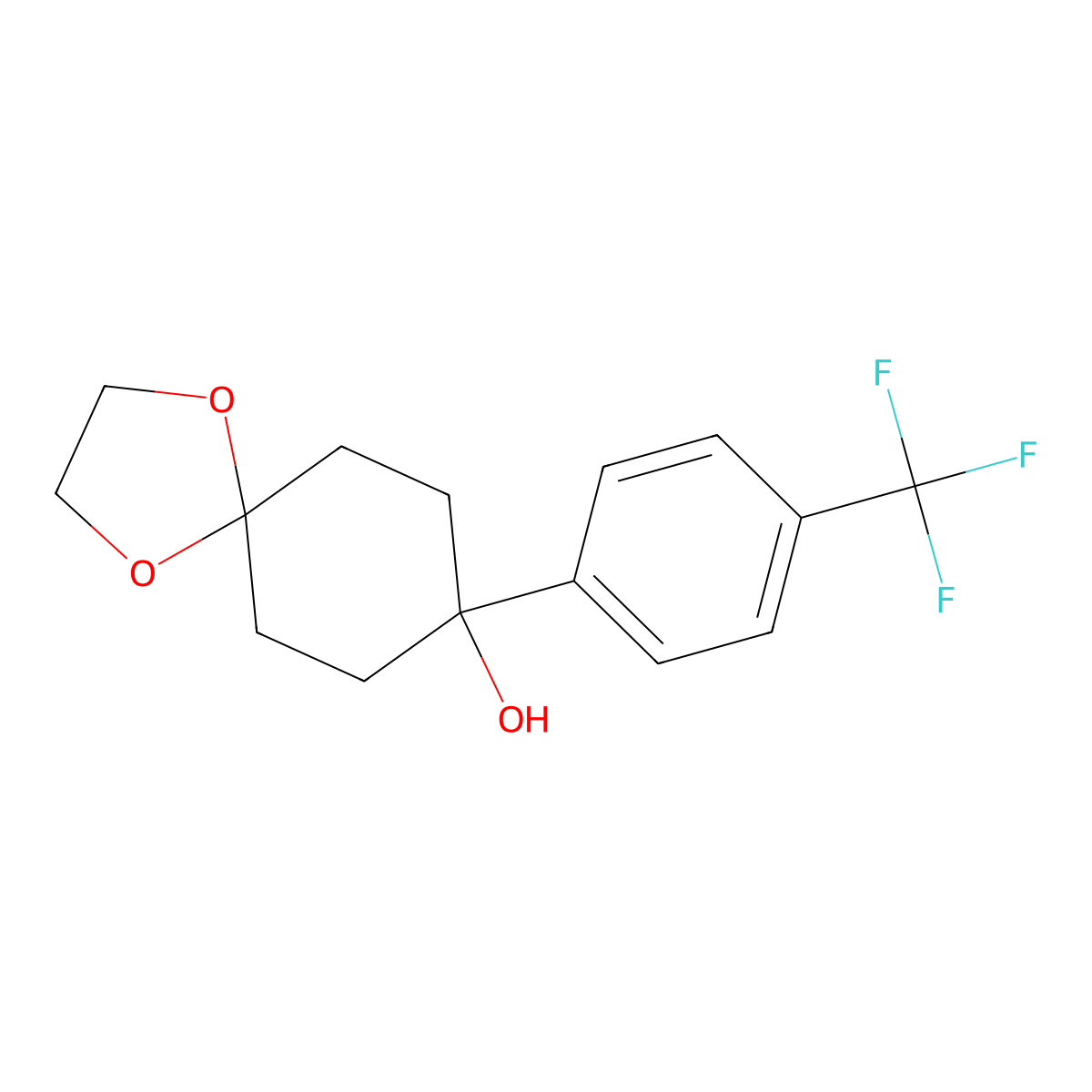 8-(4-(Trifluoromethyl)phenyl)-1,4-dioxaspiro[4.5]decan-8-ol molecular structure, CAS 150019-60-6