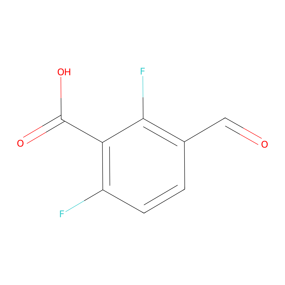 2,6-Difluoro-3-formylbenzoic acid molecular structure, CAS 1500192-09-5