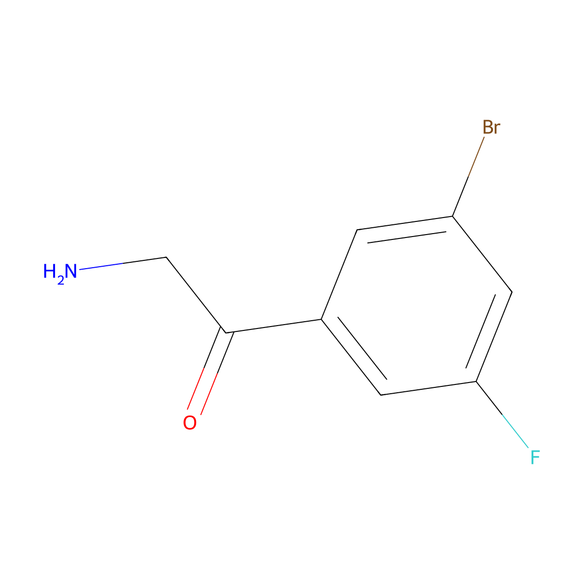 2-Amino-1-(3-bromo-5-fluorophenyl)ethan-1-one molecular structure, CAS 1500201-15-9