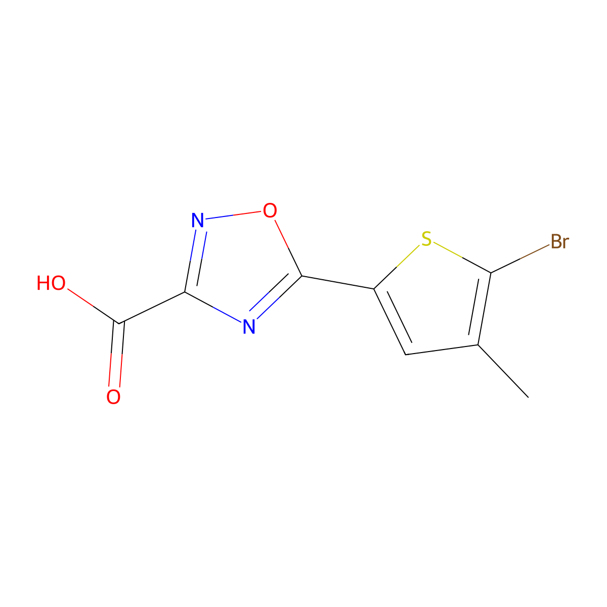 5-(5-Bromo-4-methylthiophen-2-yl)-1,2,4-oxadiazole-3-carboxylic acid molecular structure, CAS 1500207-04-4