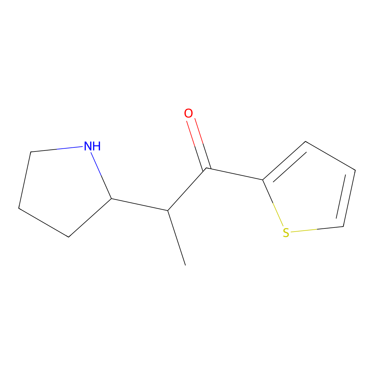 2-(Pyrrolidin-2-yl)-1-(thiophen-2-yl)propan-1-one molecular structure, CAS 1500218-70-1