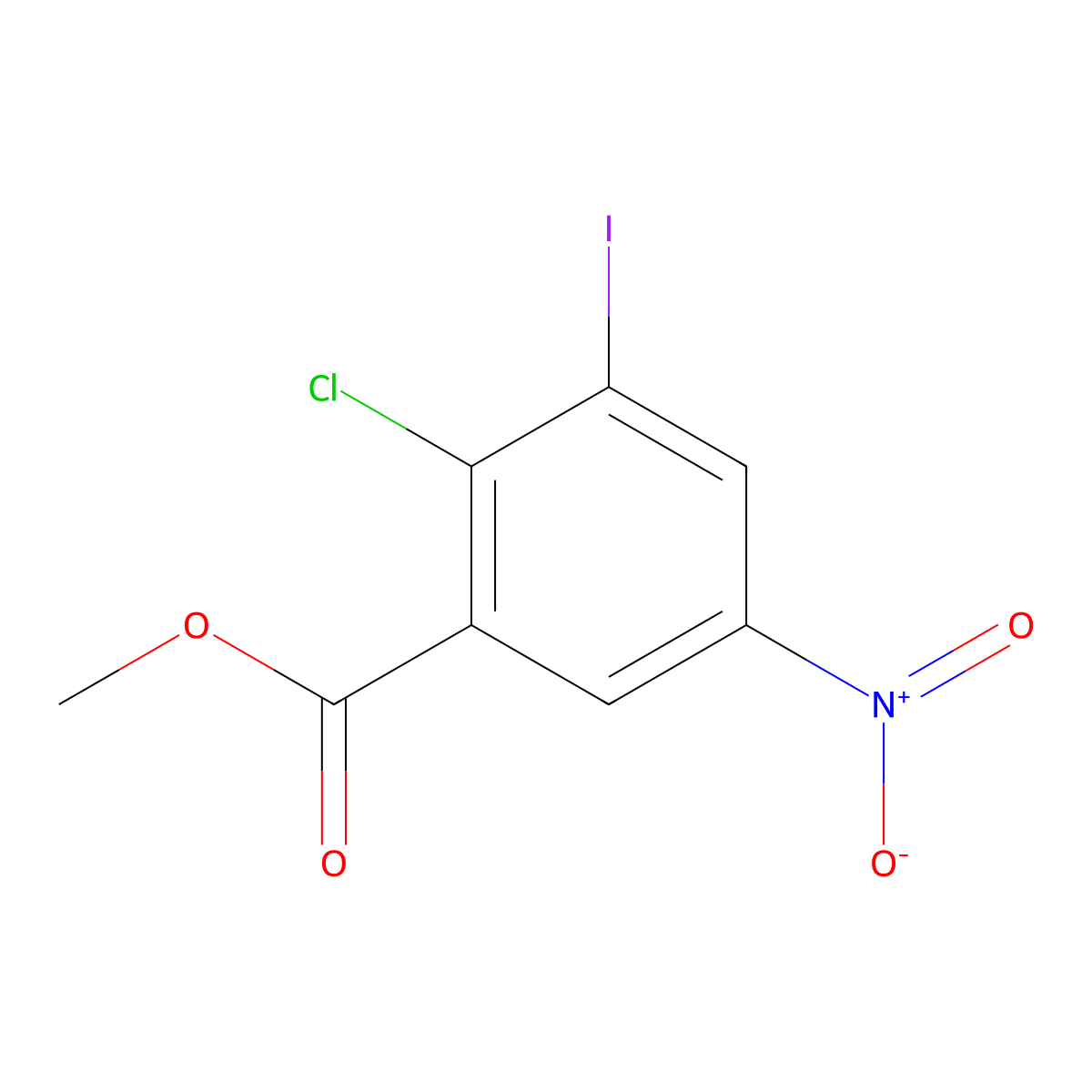Methyl 2-chloro-3-iodo-5-nitrobenzoate molecular structure, CAS 1500219-61-3